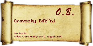 Oravszky Béni névjegykártya